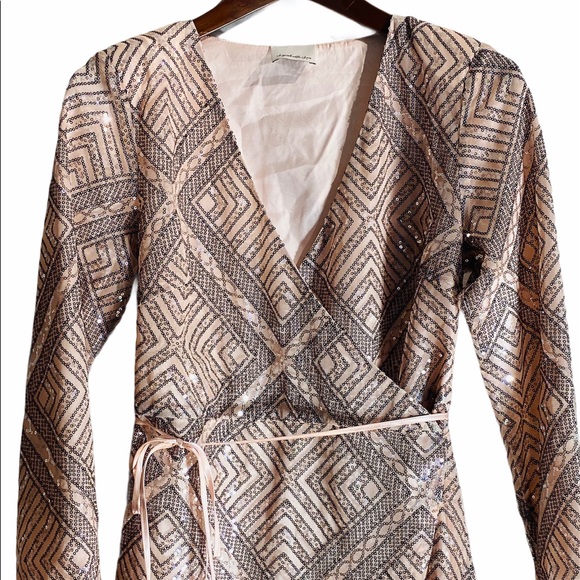 LAYERED WITH LOVE*Sequined Nude Dress***Small $295 - Picture 3 of 8